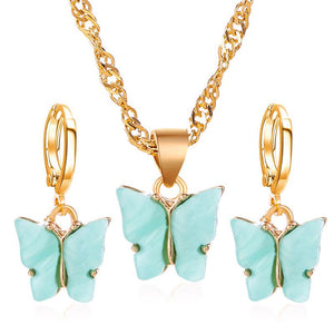 Butterfly Necklace Earrings Set