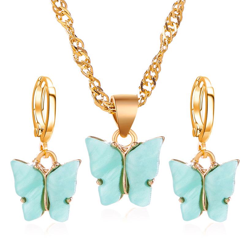 Butterfly Necklace Earrings Set