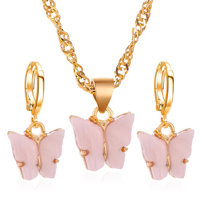 Butterfly Necklace Earrings Set