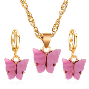 Butterfly Necklace Earrings Set