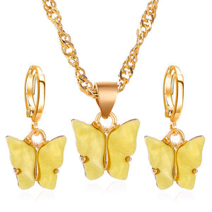 Butterfly Necklace Earrings Set